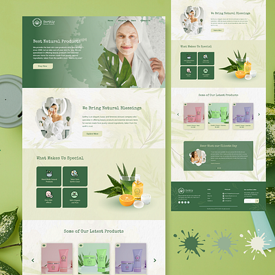 Landing page UI for a Skincare Products Website beauty care cleanup earthly facial home homepage landing page skin skincare skincare products uiux uiux designer user experience user interface web design web designing