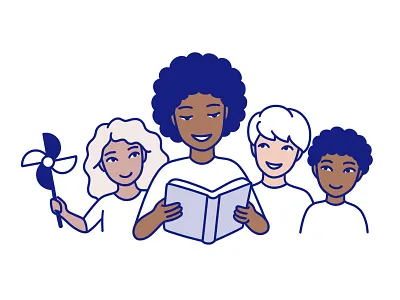 Illustration for the childcare agency asset black and white character children cute diversity drawing family icons illustration line drawing lineart logo minimal nft people ui vector website whimsical