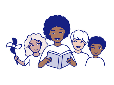 Illustration for the childcare agency asset black and white character children cute diversity drawing family icons illustration line drawing lineart logo minimal nft people ui vector website whimsical