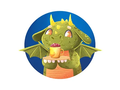 Little Dragon Cake Character design art character design children illustration illustration illustrator kid art logo procreate raster illustration