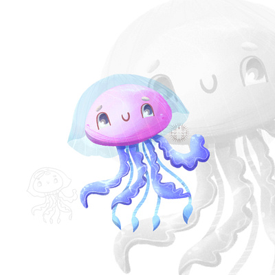 Jelly Fish character design art character children illustration design illustration jelly fish kid art logo mobile app procreate