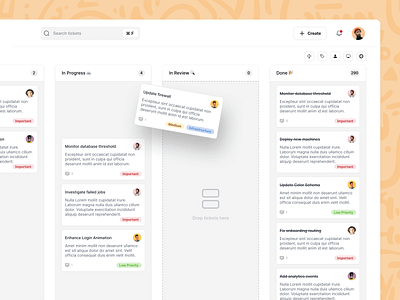 Issue tracker 🏗️ app board card design github issues kanban management product product design project shadow tags ticket tracker ui visual web