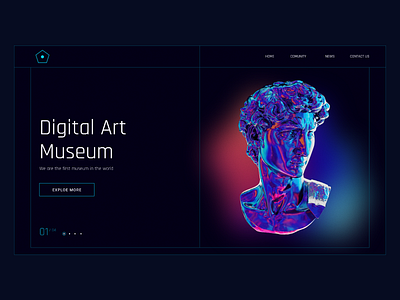 Digital Art Museum adobe xd art black community dark mode design figma graphic design home page lading page design minimalist neon ui ui ux ux visual design web website