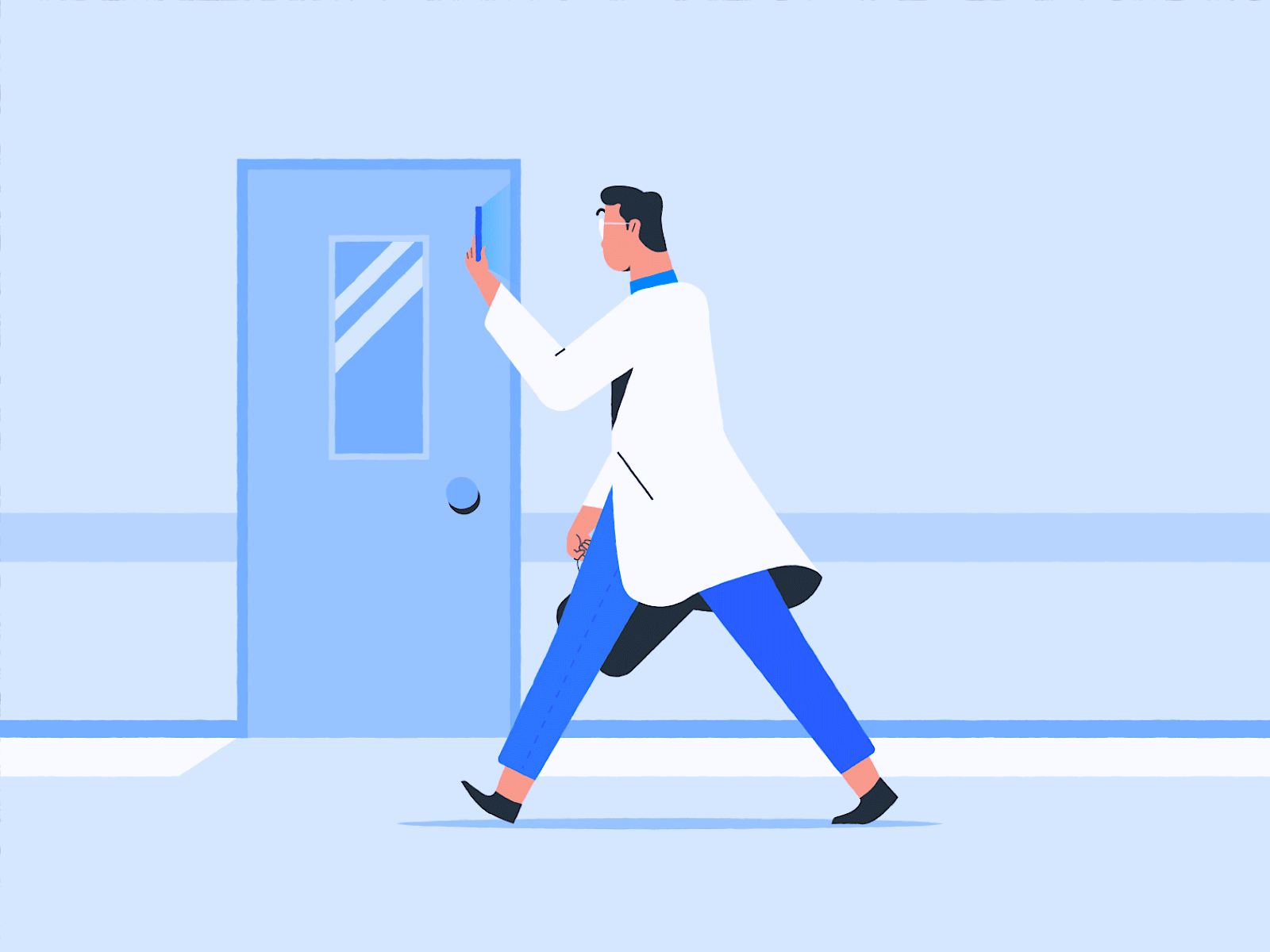 Walk cycle doctor 2d animation doctor flat healthcare hospital illustration phone walk walk cycle walking