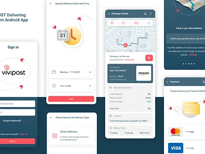 Vivipost - Online Delivery Solution app application illustration productdesign ui uiux