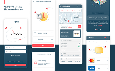 Vivipost - Online Delivery Solution app application illustration productdesign ui uiux