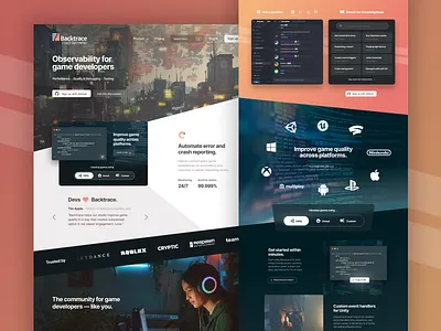 Backtrace.io design game gaming glow ui ux web design website