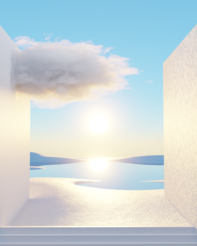 sun rise 3d 3ddesign 3dillustration art artwork blender blender3d design illustration landscape nftart