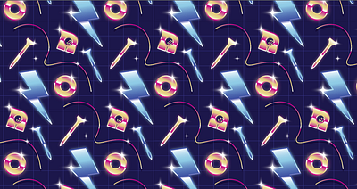 Noonan Vaporwave Pattern 80s chrome design illustration pattern retro shiny synth vaporwave vector