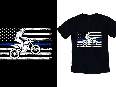 Dirt Biker With American Flag T-shirt Design artwork biker design dirt biker dirt biker t shirt design illustration illustrator t shirt t shirt design vector vintage t shirt