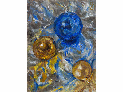 Shiny distortions (Acrylic) acrylic painting christmas balls christmas ornaments fineart illustration impressionist painting reflections shiny still life stilllife