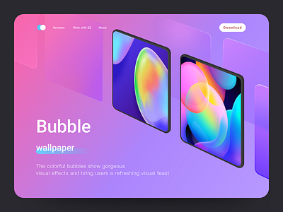 Wallpaper Design - Bubble animation app blue bubble card color crypto crypto design design folding screen glass illustration logo red ui ui kit ux web webpage website