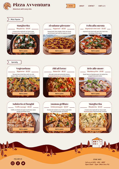 Pizza Avventura illustration menu pizza restaurant shiftnudge