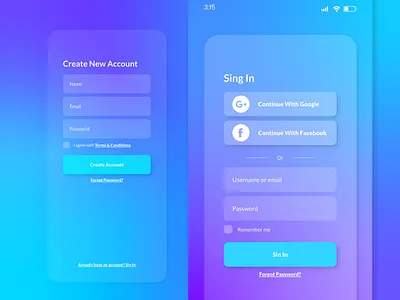 Sing In & Sin Up Mobile 2022 dailyui dailyui001 design figma mobile ui ux xd
