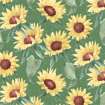 Summer Floral - Sunflower botanicalillustration fabric feminine floralart greetingcards homedecor illustration luxe repeatpattern surfacepatterndesign vintage wallart