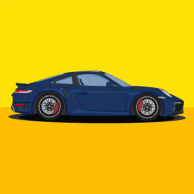 Porsche 911 GTRS illustration 2d 911 adobe adobe illustrator art blue colorful design flat graphic design illustration midnight blue porsche vector yellow