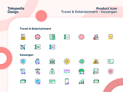 Tokopedia Product Icons - Travel & Entertainment branding design icon illustration outline product icons tokopedia travel entertainment ui user experience user interface ux vector