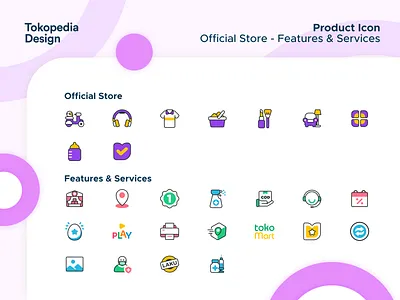 Tokopedia Product Icons - Official Store, Features & Services branding icon illustration logo outline tokopedia ui user experience user interface ux vector