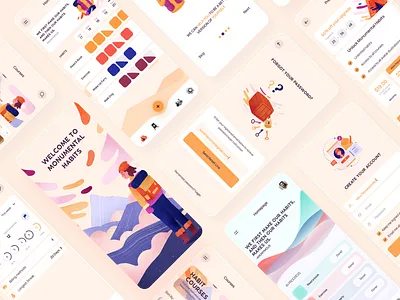 Habit Tracker App 3d activity app calendar design emoji habits health interface ios list meditation minimal monitoring productivity shanaws studioar ui