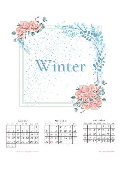 Winter Theme 2022 Calendar 2022 calendar adobe photoshop canva design graphic design winter winter theme