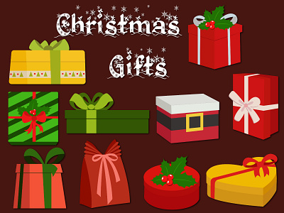 Icon Christmas Gifts animation art design graphic design illustrasion illustration logo tracing vector wallpaper