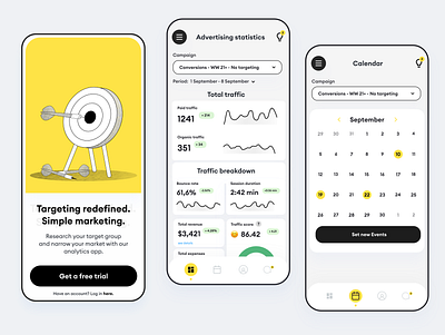 SaaS marketing mobile app concept - UI Design analytics app app design calendar clean daily ui design e commerce ecommerce illustration login marketing minimal mobile app modern onboarding product design saas ui ux