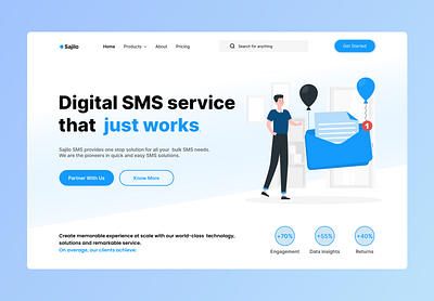 Sajilo SMS Landing Page Design concept gradient color landing page light minimal ui ui design