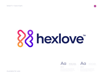 H + Love Logo Mark - Unused brand identity branding colorful logo company logo design gradient h logo icon identity logo logo design logo designer logodesign logos love modern logo monogram startup symbol vector