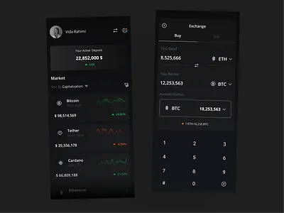 Cryptocurrency App app bitcoin crypto cryptocurrency design figma flat illustration ui ui ux design ui design uiux userinterface