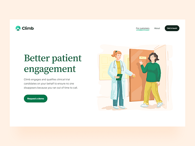 Climb. Product website. B2C Hero design digital medicare digital product illustration implementation jamstack landing page marketing website medtech product page product website saas design saas website design website design