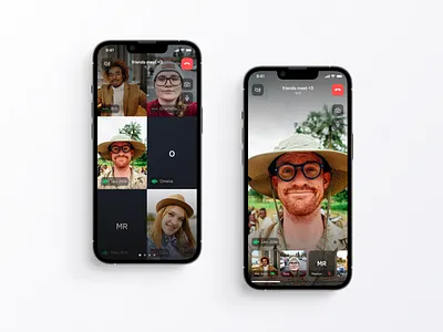 Video Meeting App call chat clean communication dark hangouts interface ios live meeting app online product skype slack ui ux video video call video chat zoom