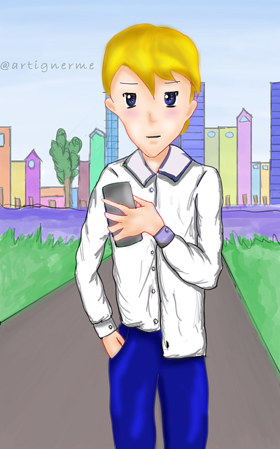 Skipping School animetype art boy colorful design graphic design illustration school