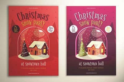 Christmas Snow Party Flyer catalog christmas party christmas snow christmas snow party flyer clean design flyer holiday illustration indesign magazine party party flyer print printable snow template tree winter xmas