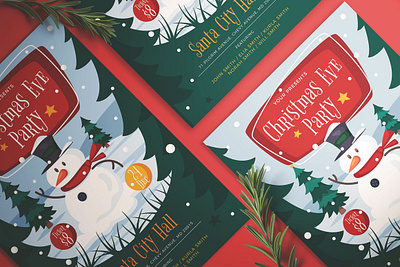 Christmas Eve Party Flyer catalog christmas eve christmas eve party christmas flyer clean design flyer holiday illustration indesign magazine new year party party flyer print printable snowman template winter xmas