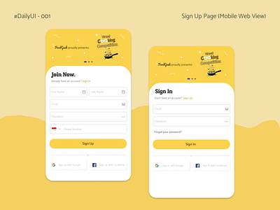 DailyUI - 001 : Sign Up Page (Mobile Web View) app dailyui design mobile ui ux web