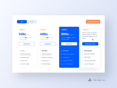 Prsime.ai column demo layout pricing ui ux webdesign