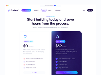 Pricing: Flowbase.co landing landing page landing page design landing page ui pricing pricing page saas template ui web pricing webflow webflow template