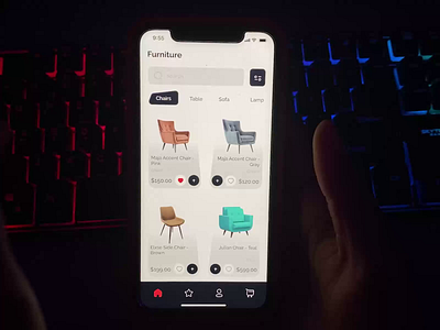 Furniture App animation appdesign design figma furniture interactive interacton mobiledesign ui uiuxdesign