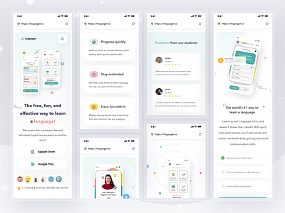 English Learning Responsive app card clean course design home homepage landingpage profile web webiste