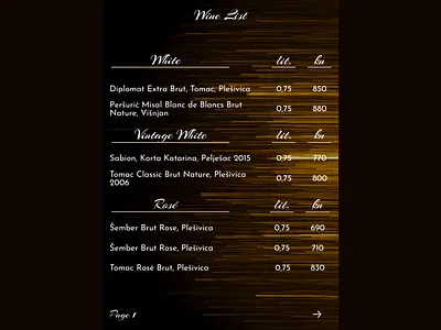 Pricing - Wine List for DailyUI 30 branding challenge dailyui dailyuichallenge design drinks menu price pricing restaurant ui ux wine