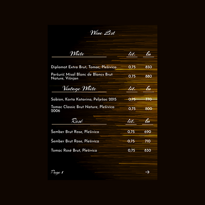 Pricing - Wine List for DailyUI 30 branding challenge dailyui dailyuichallenge design drinks menu price pricing restaurant ui ux wine