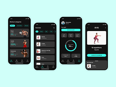 Fitness App adobe photoshop app concept design dribbble exercises figma fitness fitness app minimal mobile mobile app ui ux uxui design workout