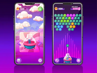 Shooting Ball game UI. Full Game Colorful Cartoon User Interface 2d game adobe illustration button colored candys game game ui graphic design illustration ui