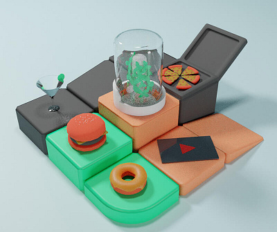 Oxygen and Food 3d design