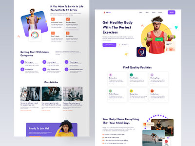 Fitness Landing Page app design burn fat calories coach exercise fitnes fitness app gym app gymnastics health lifestyle mobile design muscle online sports sport training virtual reality workout app workouts yoga