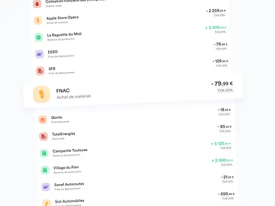 Banking / accounting app transactions list accounting b2b banking comptalib design finance saas webapp