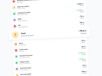 Banking / accounting app transactions list accounting b2b banking comptalib design finance saas webapp