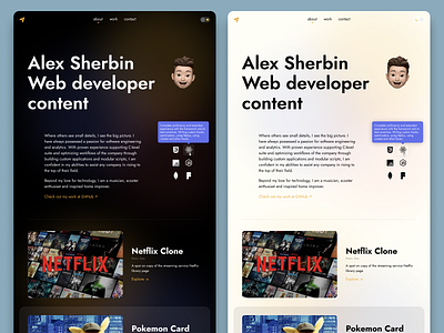 Portfolio site for developer Alex design interface portfolio ui web web design