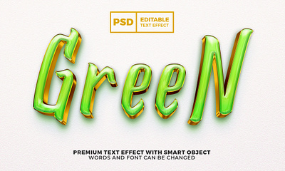 Green Gold Luxury 3D editable text effect psd template 3d background branding design editable effect gold green logo luxury mockup psd template text typography