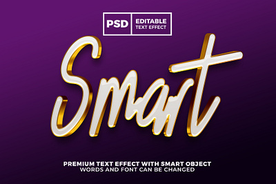 Smart White Gold Luxury 3D Editable Text Effect PSD Text effect 3d animation background branding design editable gold graphic design logo luxury motion graphics premium psd template text typography white